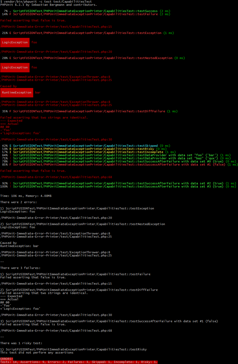 GitHub ScriptFUSION/PHPUnitImmediateExceptionPrinter fax